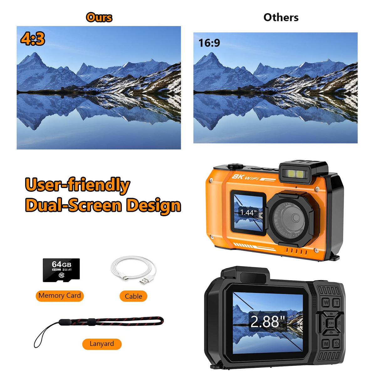 SPUNALP floating on water surface, bright orange for high visibility