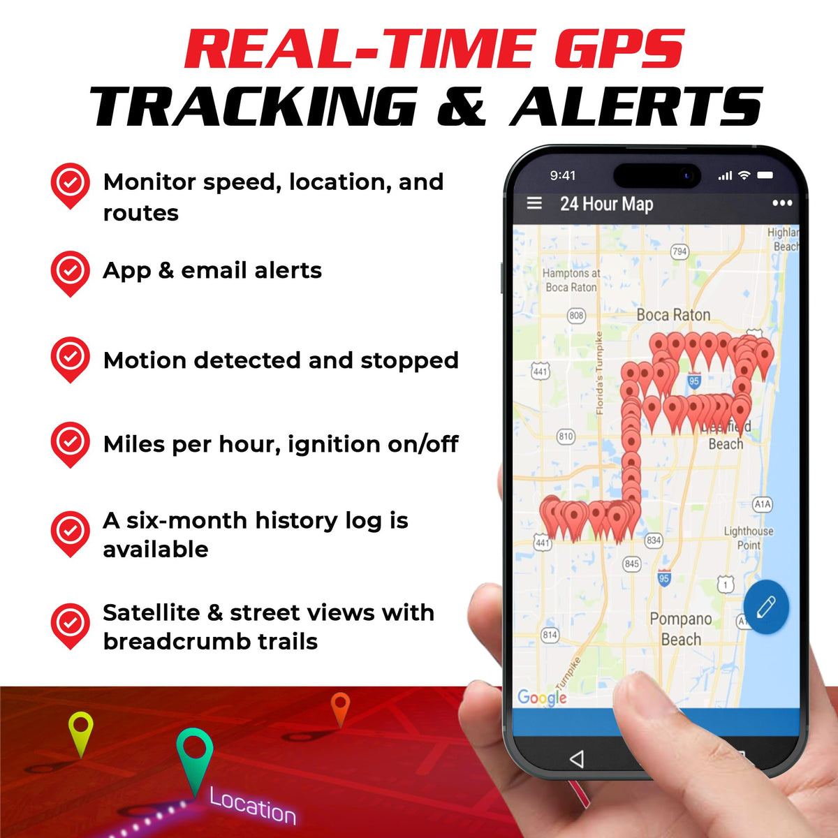 Spy Spot GV53MG geo-fence alert icon marking boundary notifications.