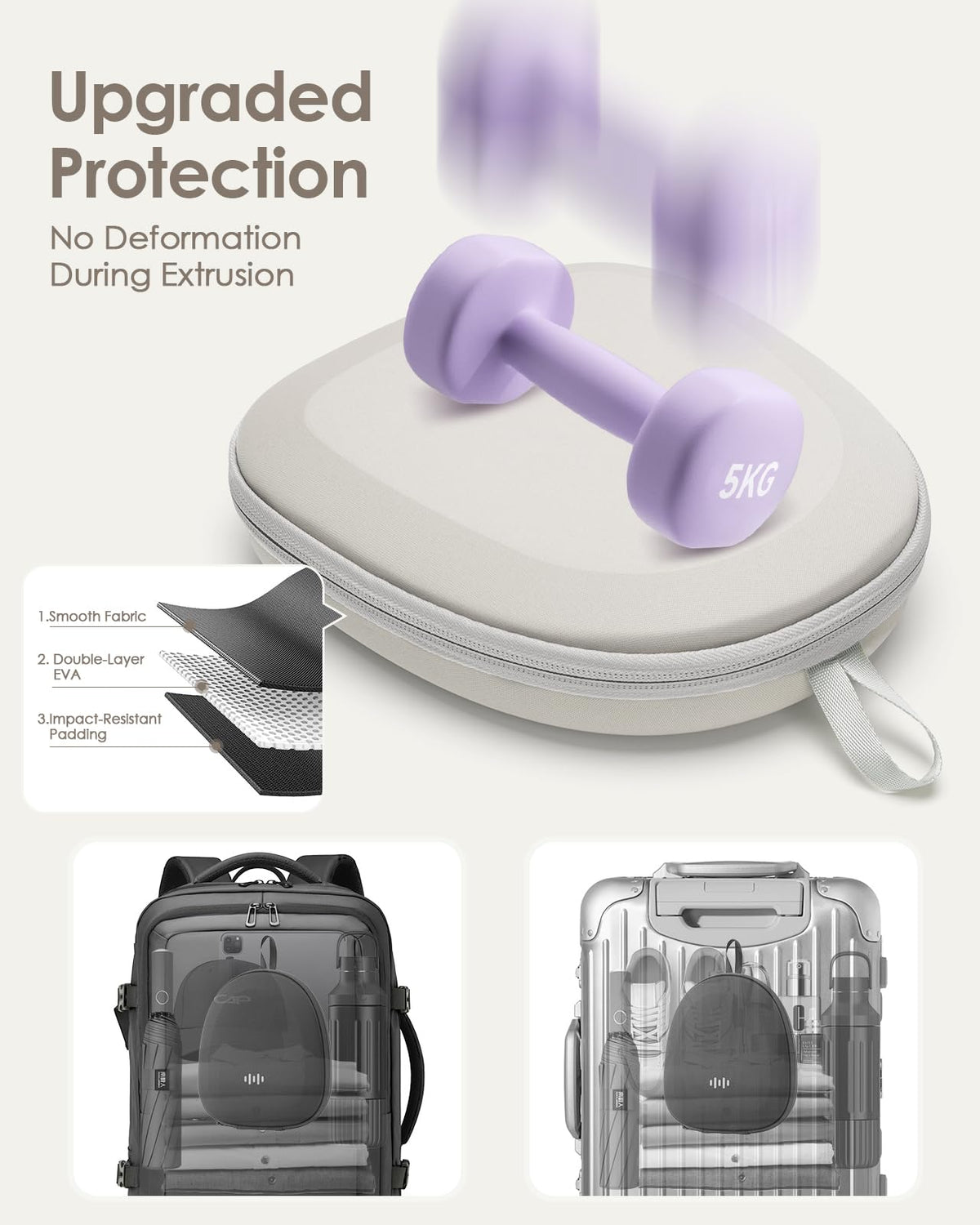 SQERO case top mesh pocket keeps cables and adapters neatly organized