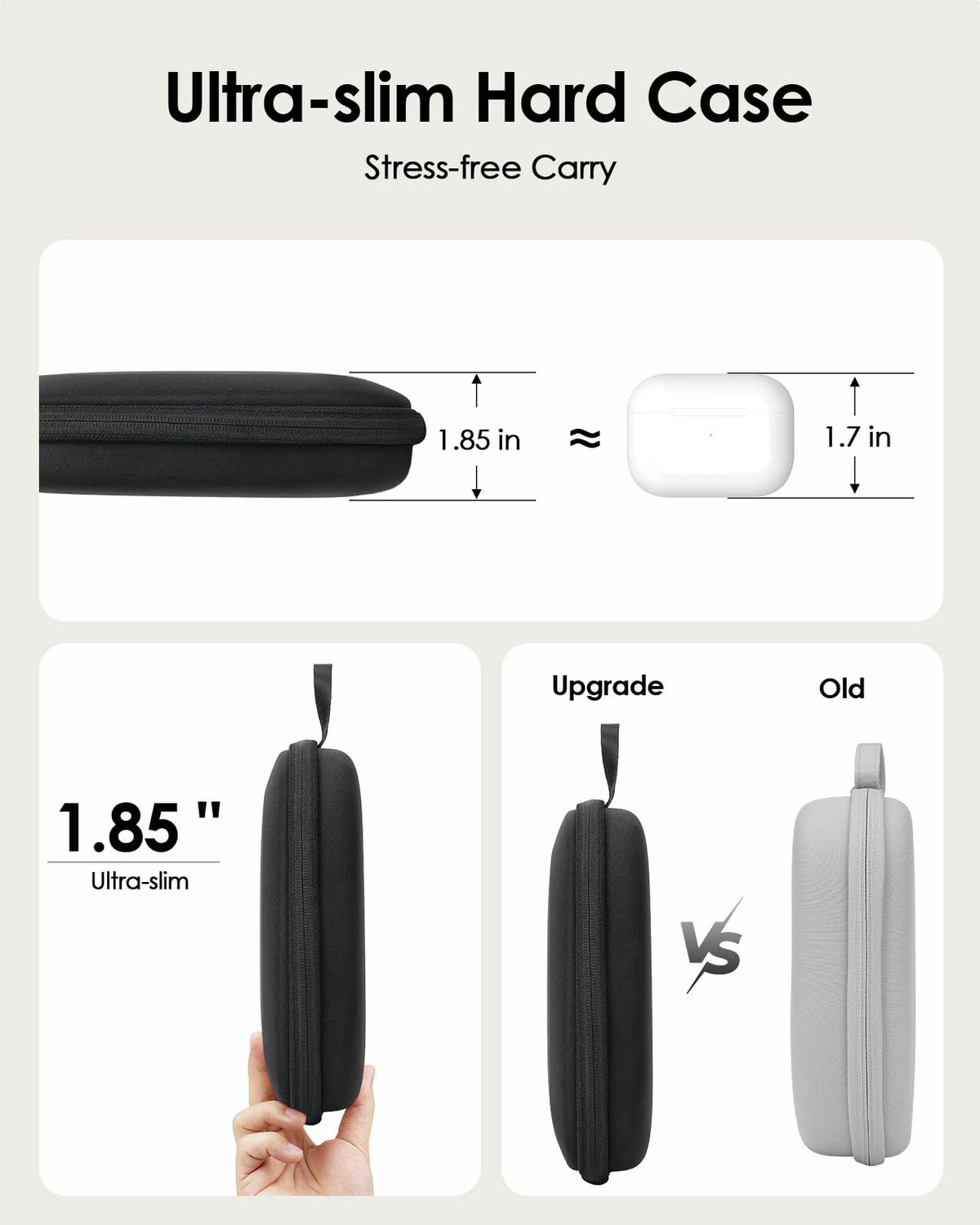 SQERO headphone case interior mesh pocket detail for organizing small adapters