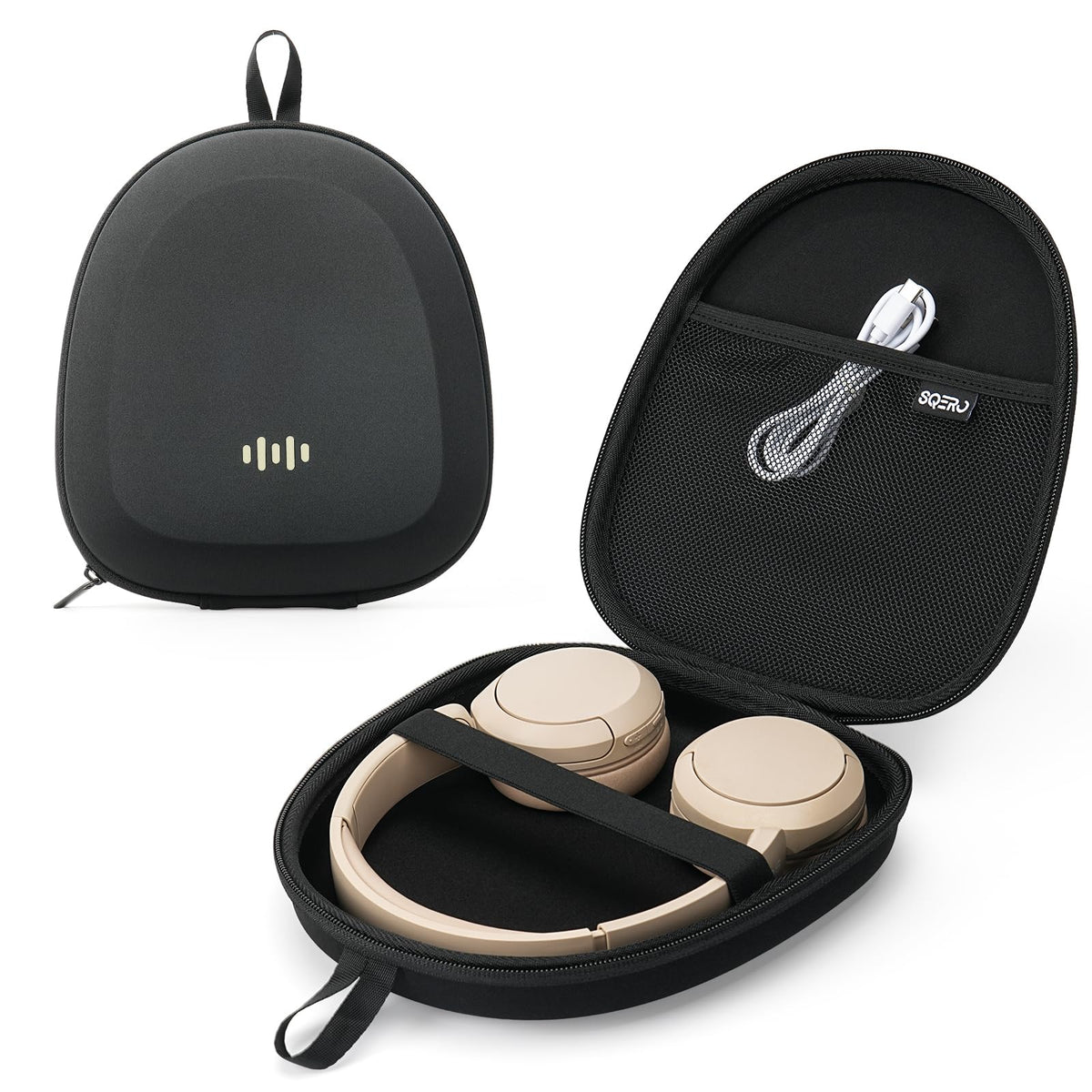 SQERO headphone case top view showing ultra-slim protection for travel