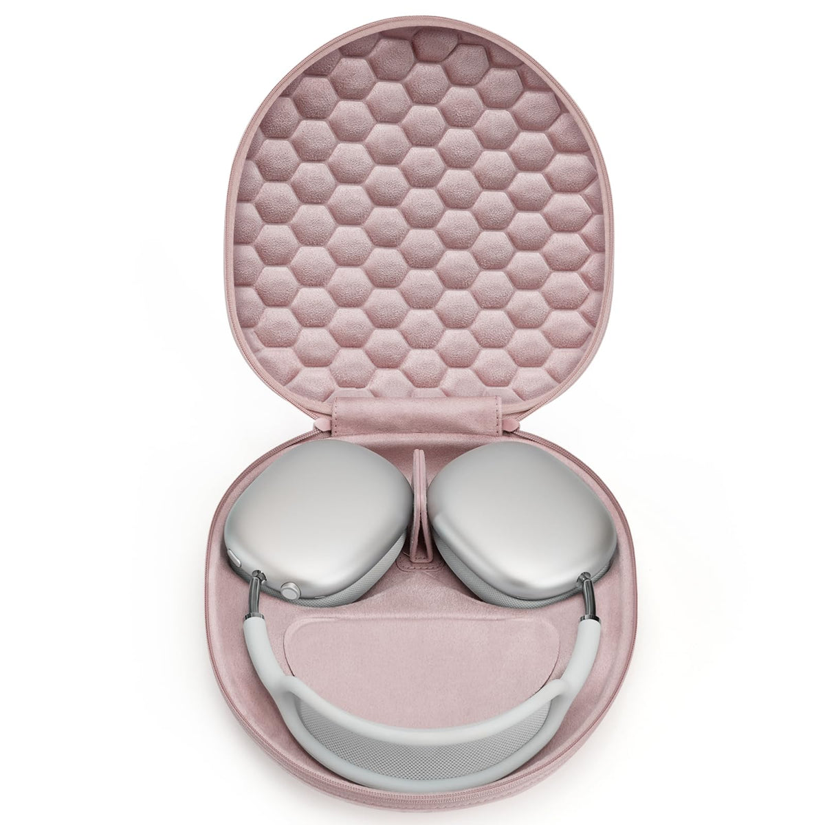 SQERO Smart Case 2.0 Rose Pink front view protects AirPods Max in a sleek, portable shell