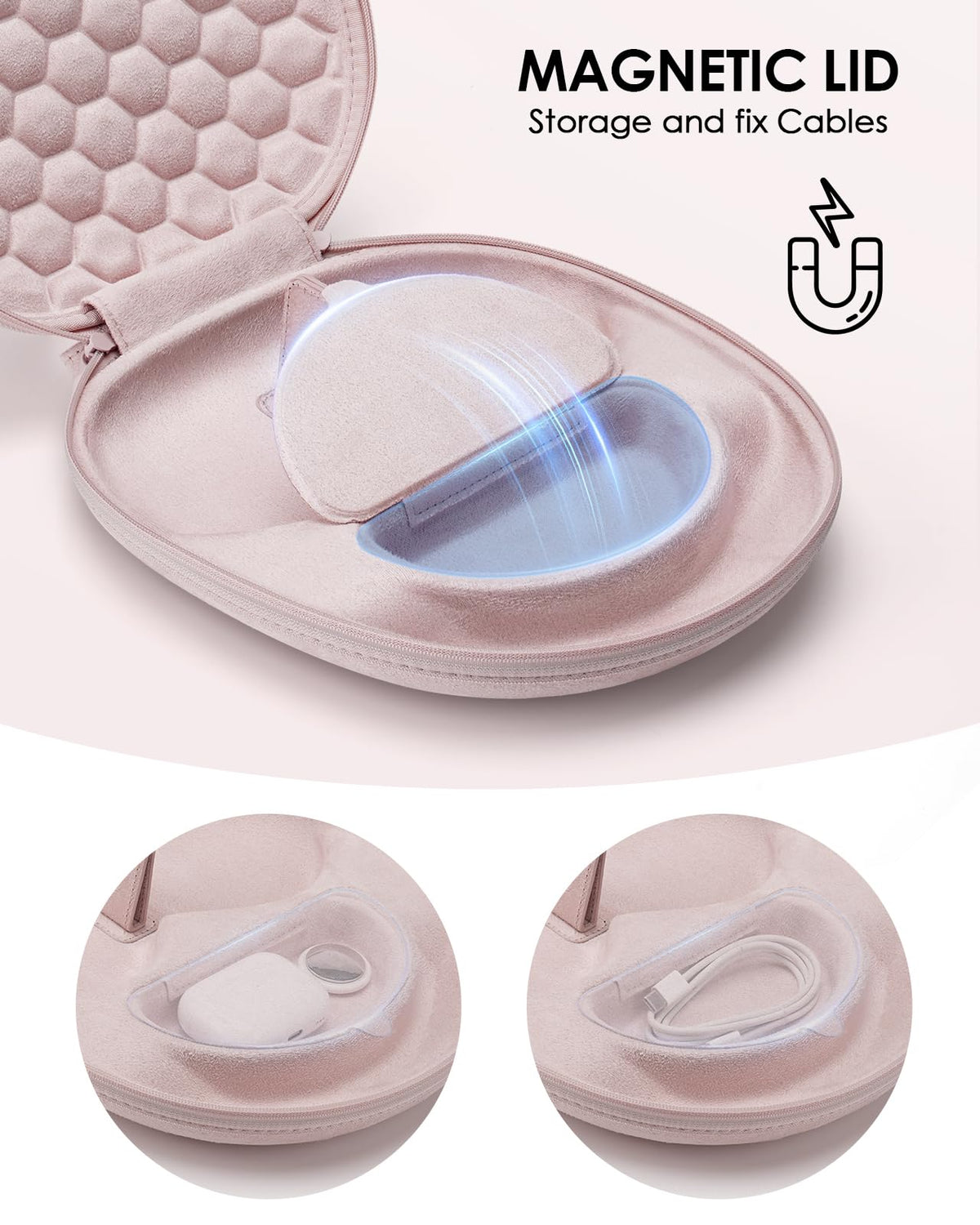 SQERO Smart Case 2.0 Rose Pink velvet interior cushions AirPods Max