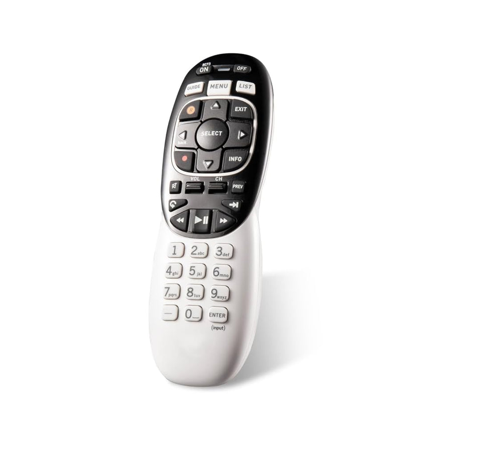Squarvo Directv RC73 remote front view showing RF control across the room.