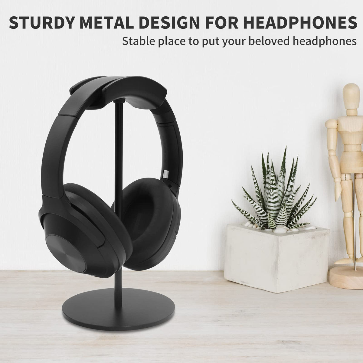 Srhythm display-ready stand enhances shelf or desk visibility for headphones