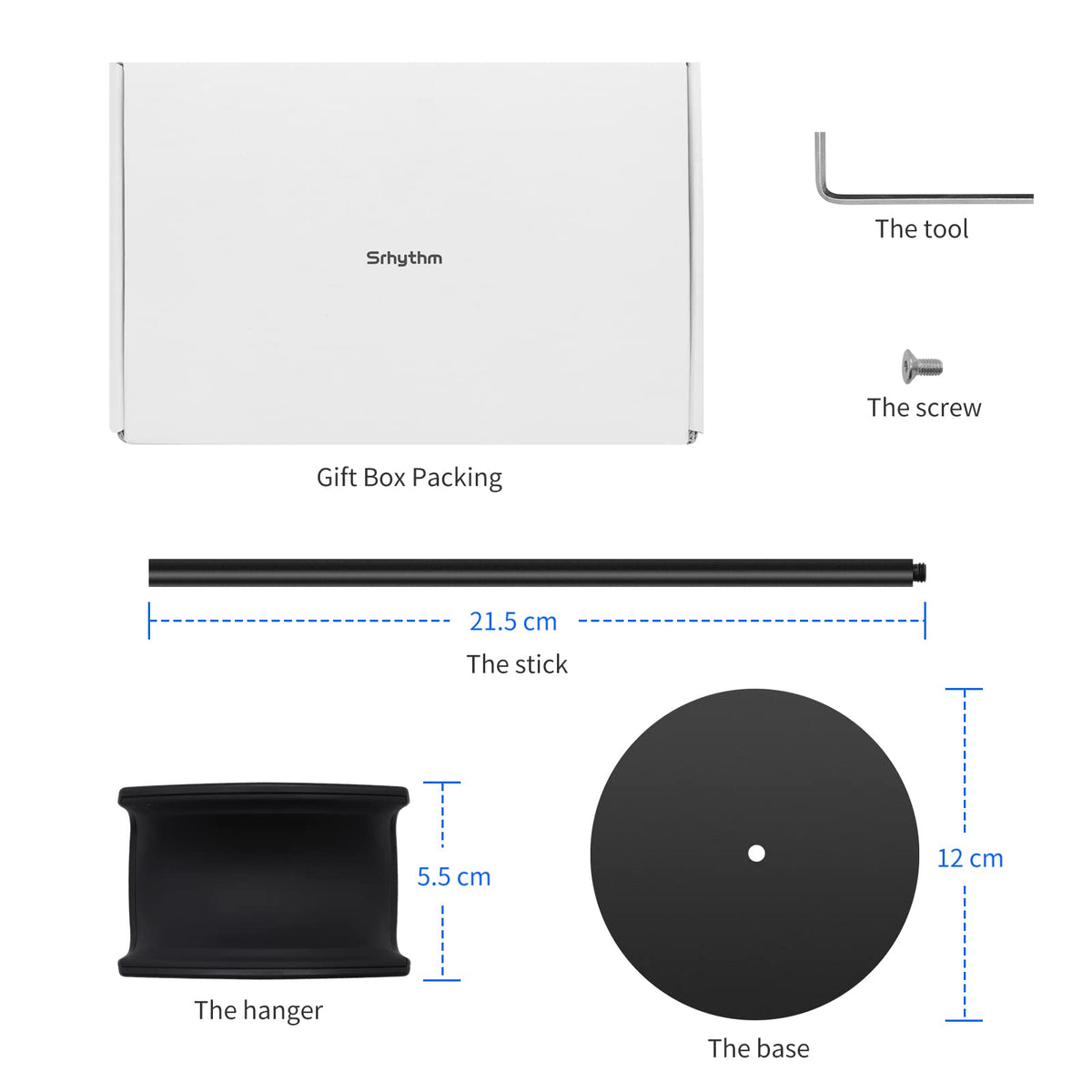 Srhythm stand supports various headsets with a stable, compact footprint