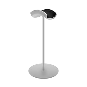 Srhythm headphone stand with metal base offers stable display on a shelf.