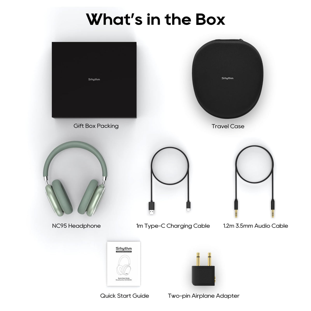 Srhythm NiceComfort 95 includes a 3.5mm wired cable.