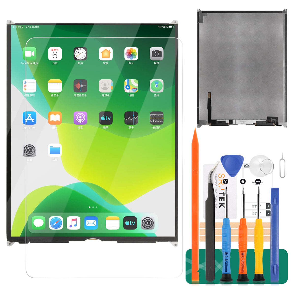 SRJTEK front LCD assembly showing clear display and accurate fit for quick replacement