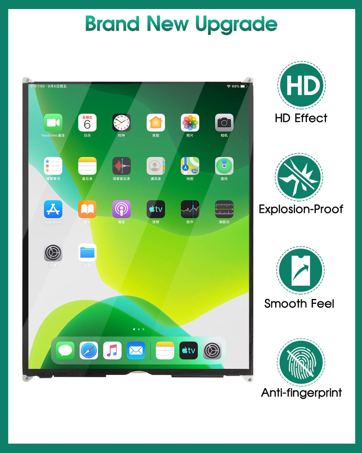 SRJTEK iPad 9 LCD back assembly suitable for reliable alignment during repair.
