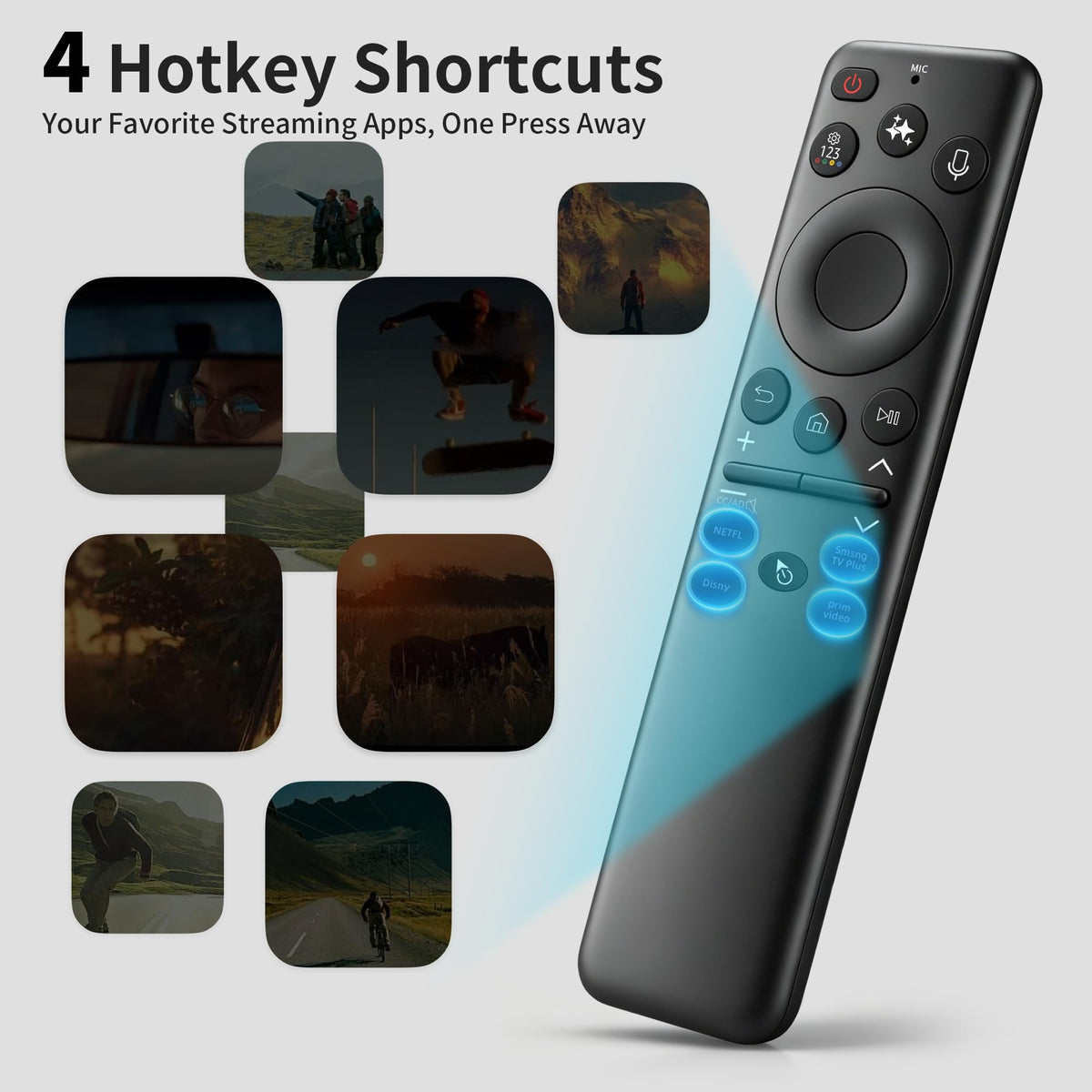 SRLEDL Solar Remote four shortcut buttons for instant app access