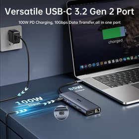 SSK 8K USB-C Dock Ethernet and audio ports for reliable connectivity