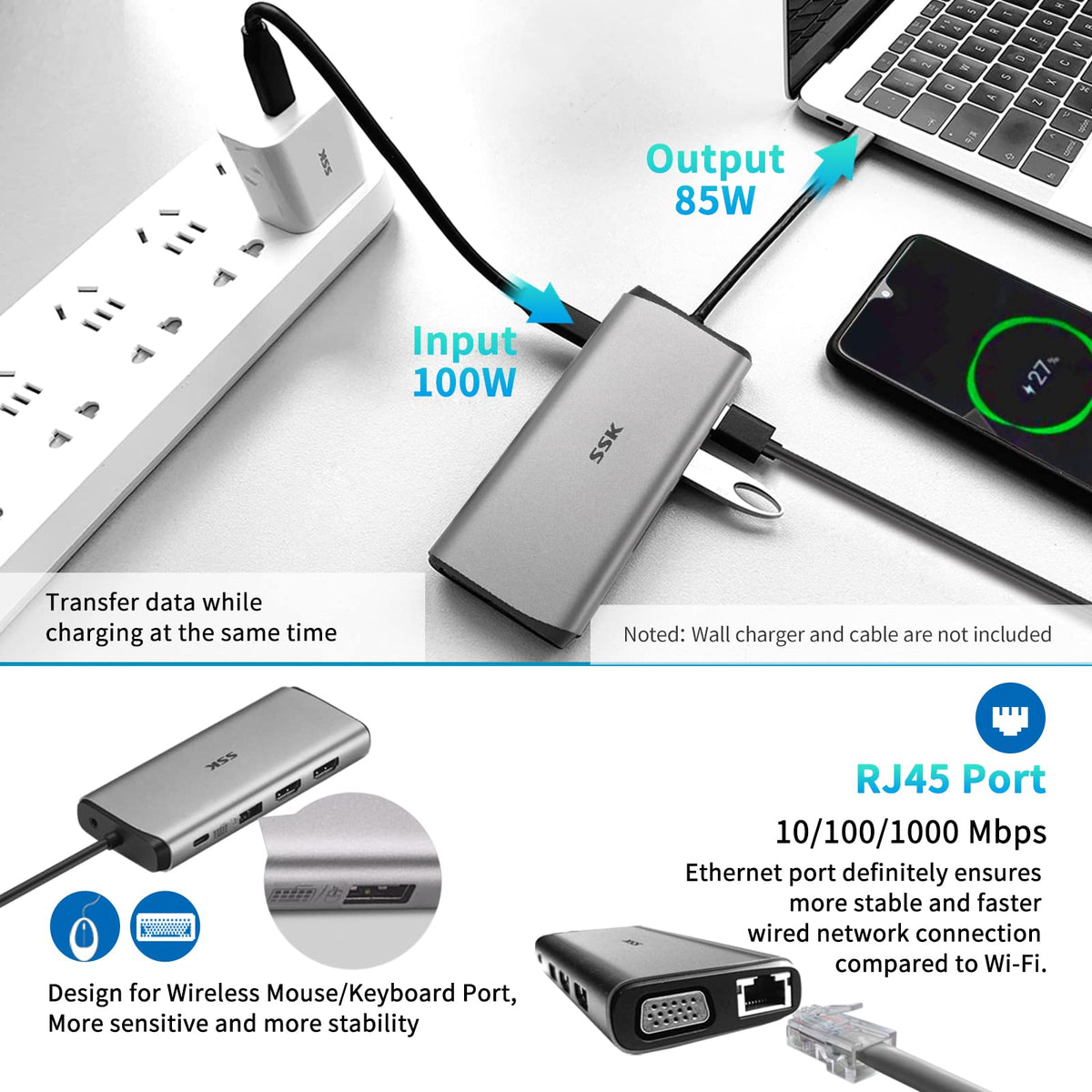 SSK beside laptop to show compact scale and travel-friendly footprint