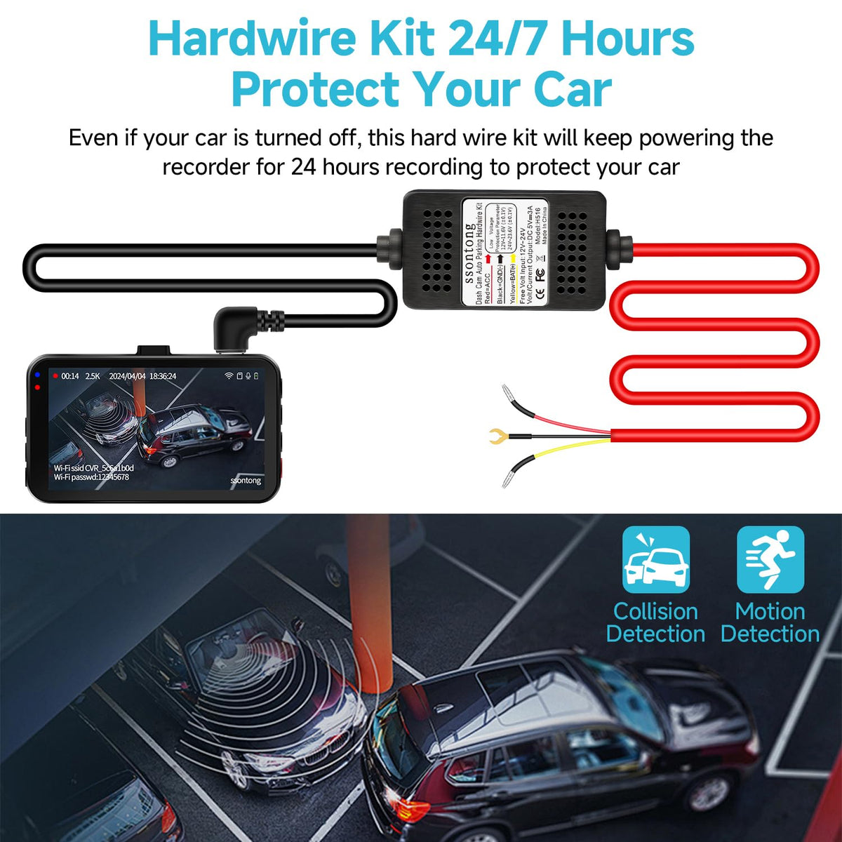 ssontong 13ft cable routed inside car illustrating length and tidy in‑cab installation benefit