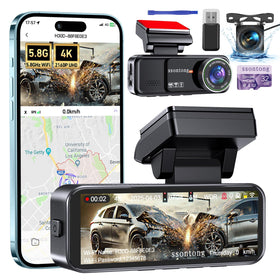 Ssontong car camera front 4K with WiFi captures crisp license plates and enables quick video sharing.