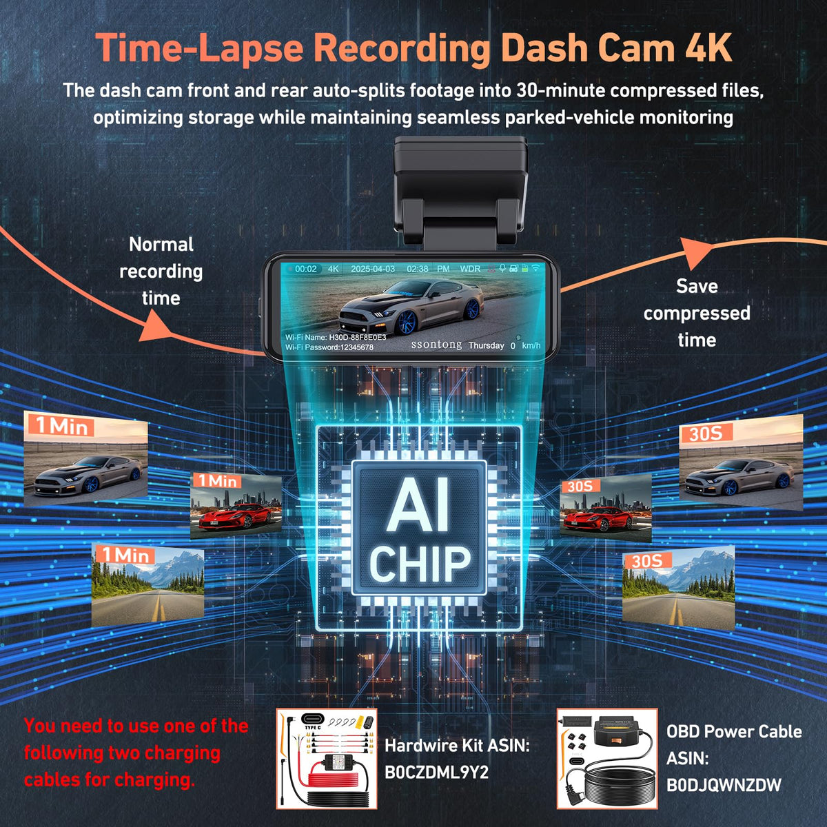 Ssontong dashcam includes free 32GB card for immediate recording.