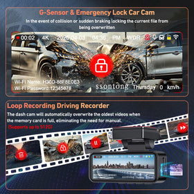 Ssontong dashcam supports loop recording to auto overwrite oldest clips.