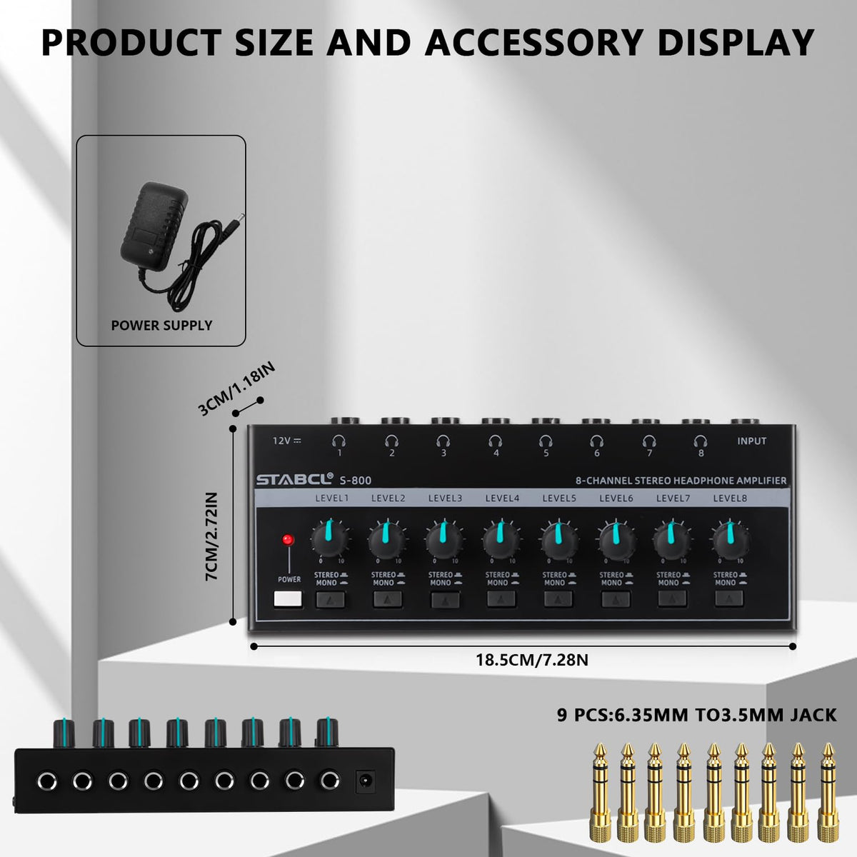 STABCL rear panel with 12V power and input socket, reliable stable power delivery