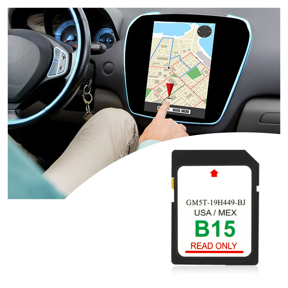 Stacool B15 navigation SD card front view, ready to upgrade Ford in-dash maps