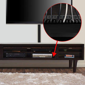 Stageek wall-concealer keeps TV and computer cables organized.