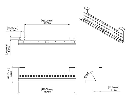 Stand Up Desk Store tray holding power bricks and cords demonstrating organized under-desk storage