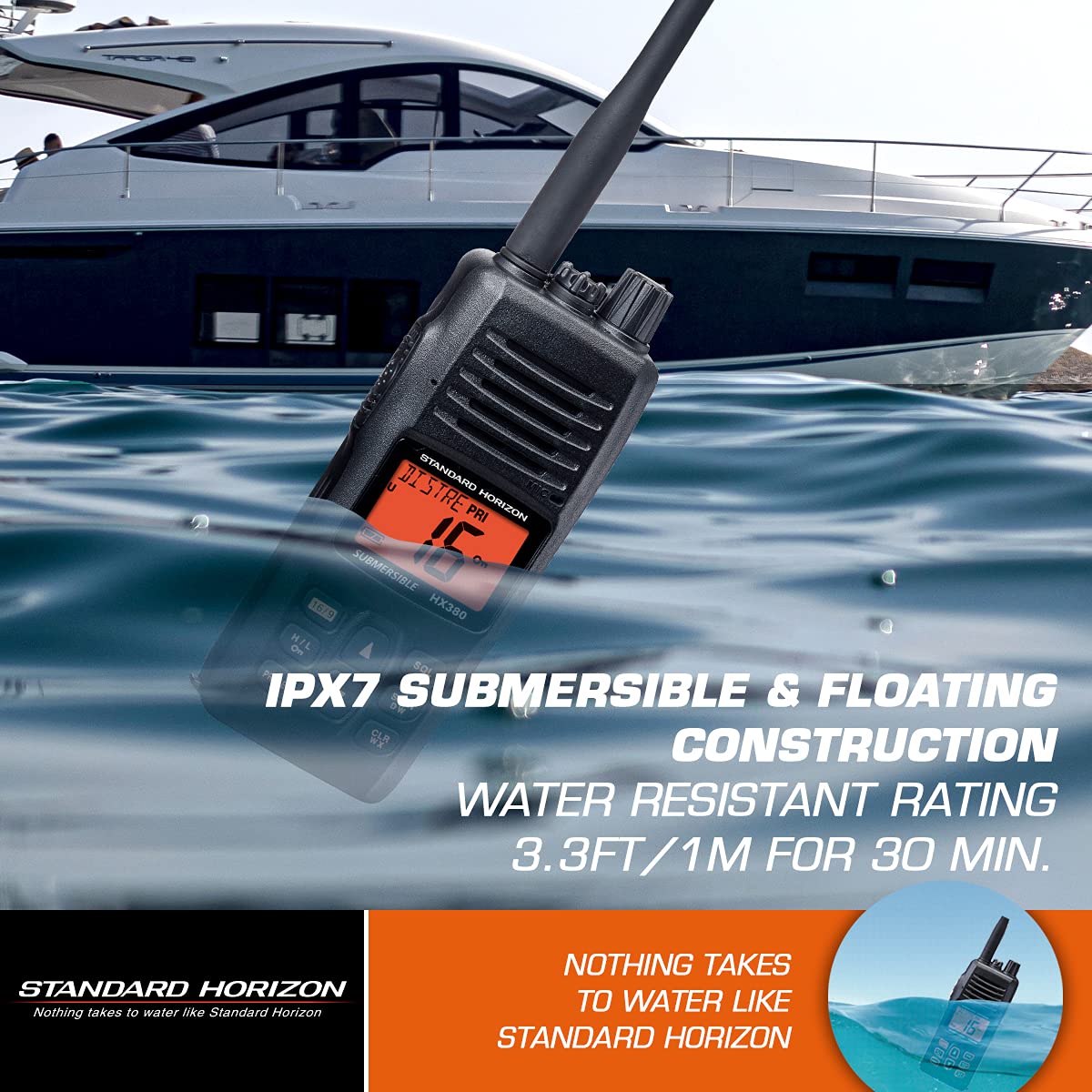 STANDARD HORIZON HX380 optional speaker mic setup for hands-free communication