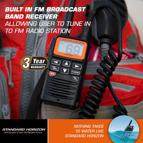 Standard Horizon HX40 waterproof seal highlighting rugged IPX7 durability