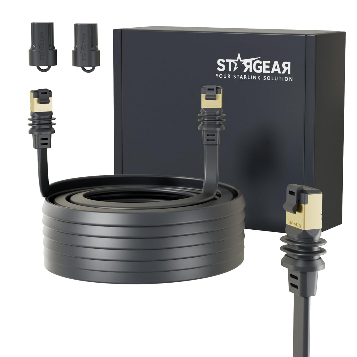 STARGEAR flat cable front view showing slim profile and length benefit
