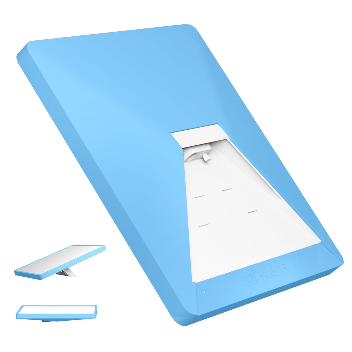 STARGEAR front view of sky blue case showing neat fit and protection