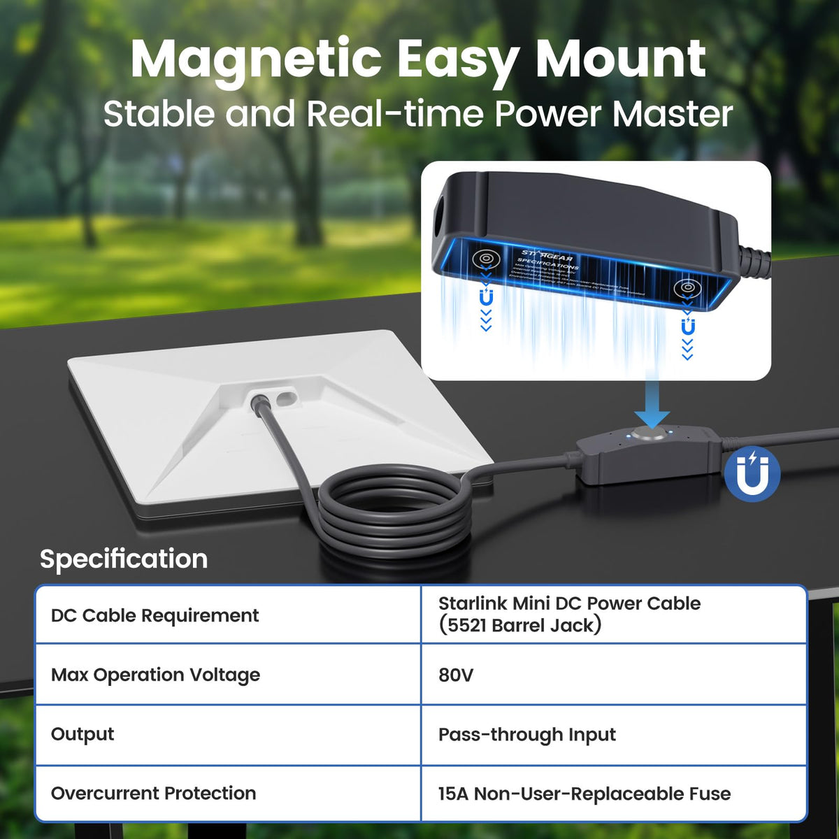 STARGEAR magnetic base attached to RV metal surface for stable mounting