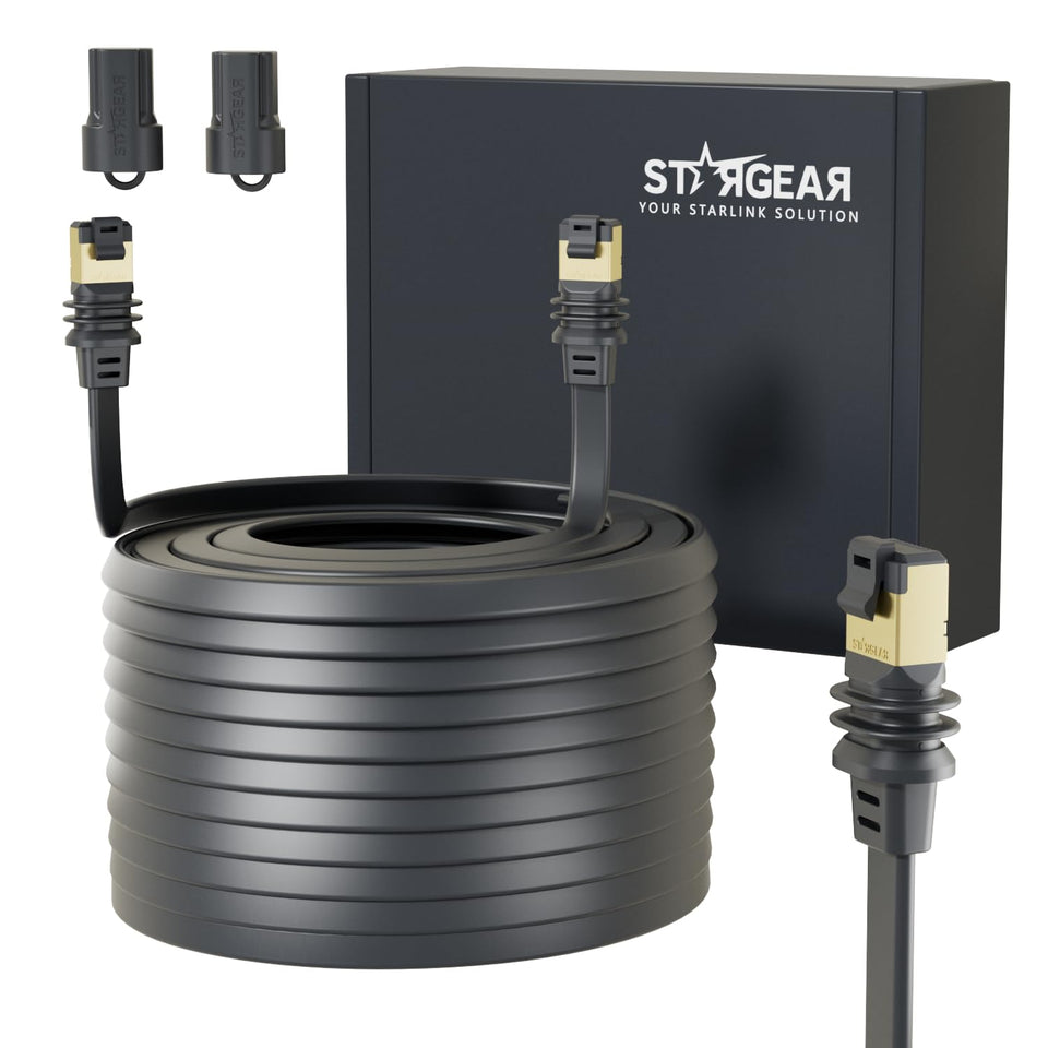 STARGEAR Starlink flat cable passing through window for tidy RV setup