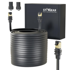 STARGEAR Starlink flat mini gen3 cable pass-through through a window for easy RV setup.