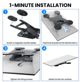 STARGEAR Starlink Gen3 mount uses four strong bases for secure attachment.
