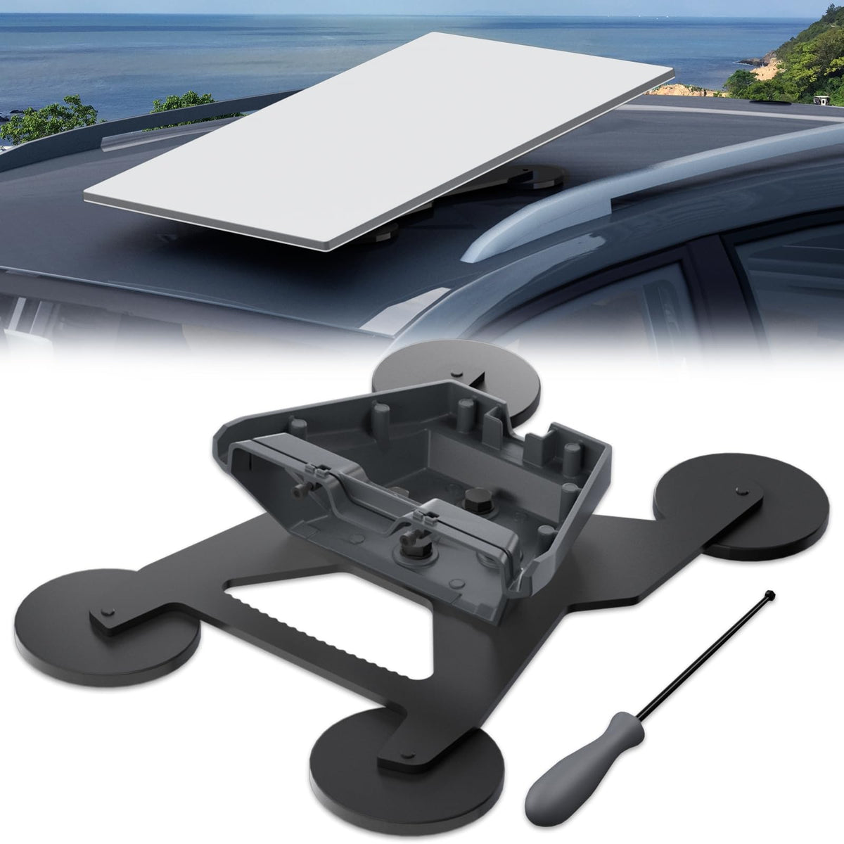 STARGEAR Starlink Gen3 mount with four magnetic 88mm bases for secure steel surface attachment.