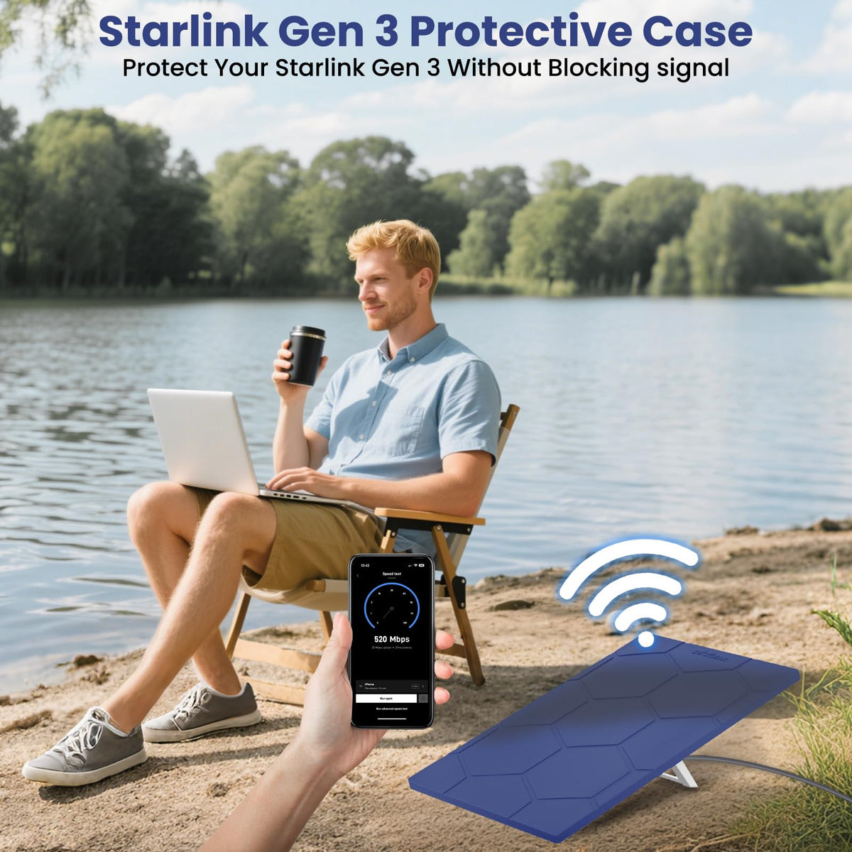 STARGEAR Starlink Gen 3 navy cover weather-ready for rooftops and boats