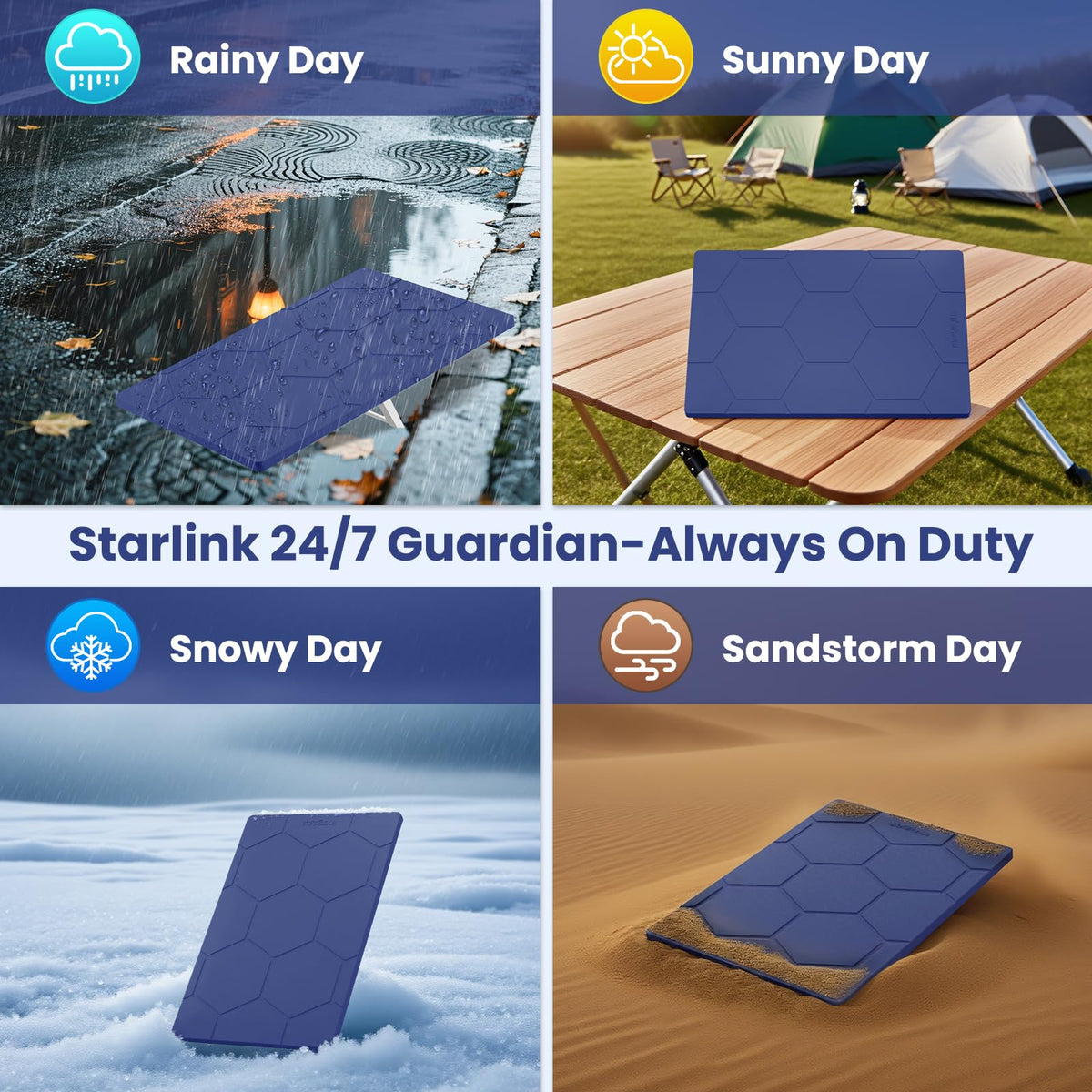 STARGEAR Starlink Gen 3 navy cover impact shield on rugged terrain