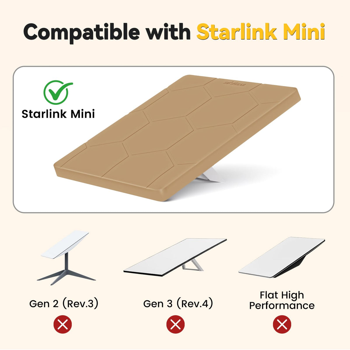 STARGEAR Starlink Mini mid-installation showing easy, tool-free fitting benefit