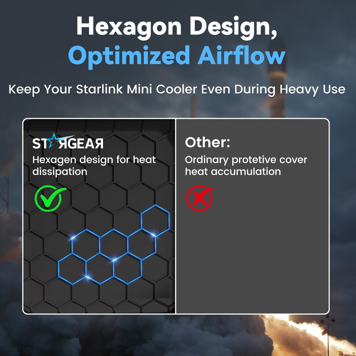 STARGEAR cover installed on Starlink Mini preserving signal benefit