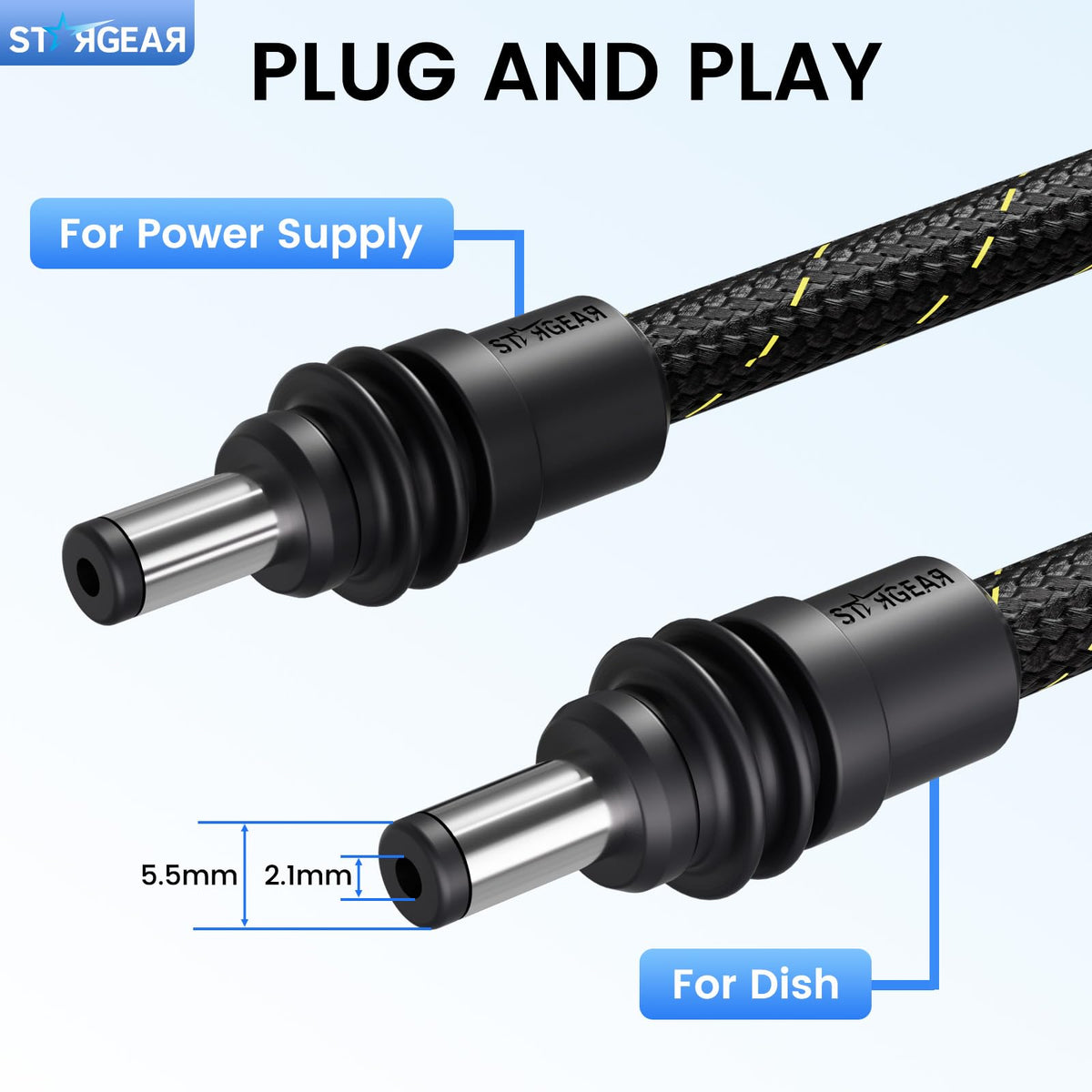 STARGEAR cable laid next to ruler showing 6.5FT length for correct scale and fit