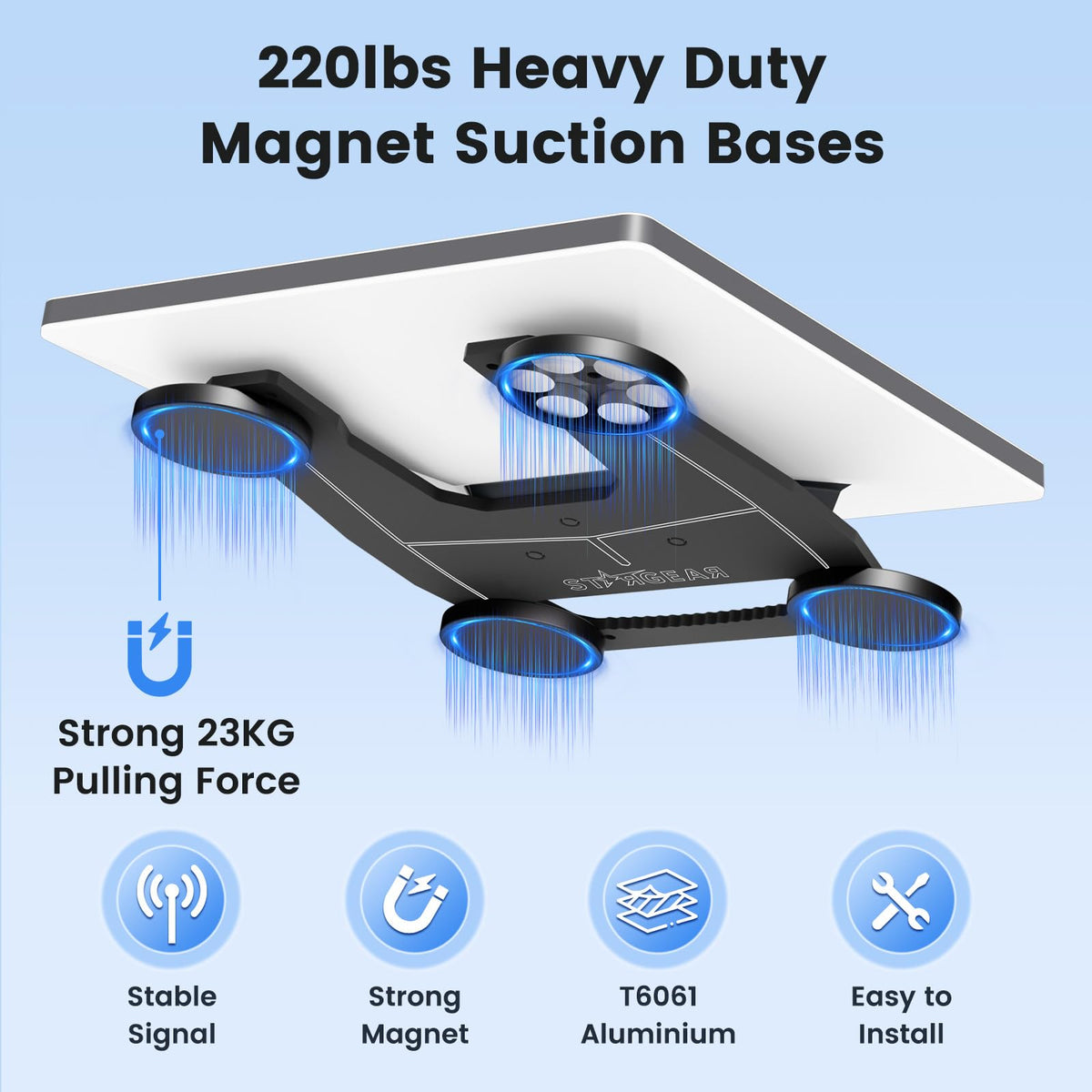 STARGEAR Starlink Mini Mount with adjustable magnets adapts to ribbed roofs for stability.