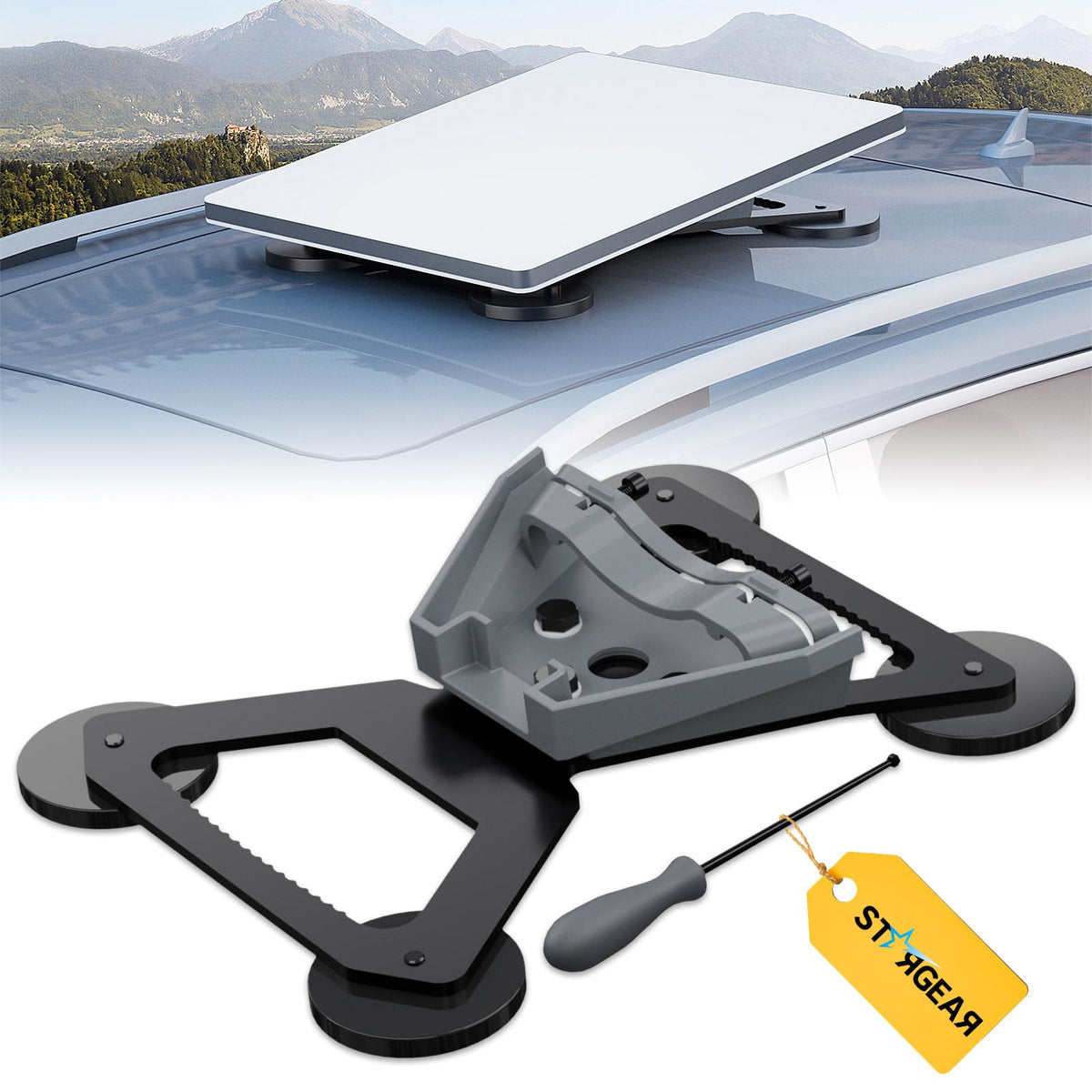 STARGEAR Starlink Mini Mount magnetic base set for secure on-the-go attachment.