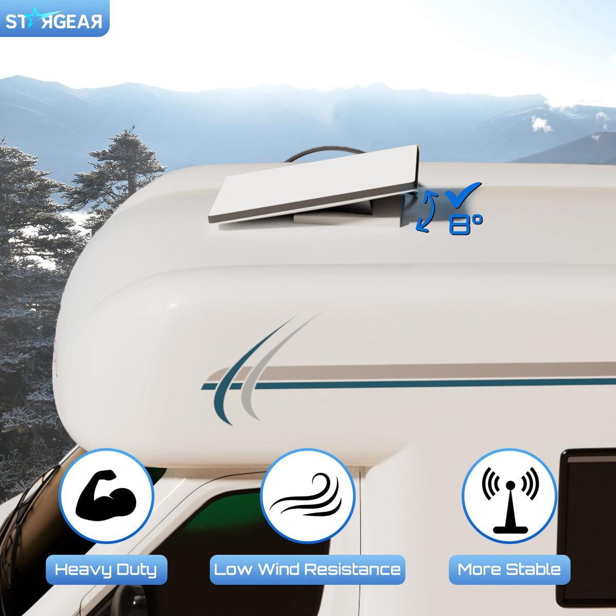 STARGEAR Starlink Mini Mount uses an 8° tilt to optimize signal reception
