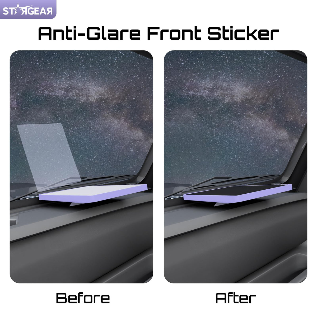 STARGEAR black anti-glare sticker applied to dish reducing reflections