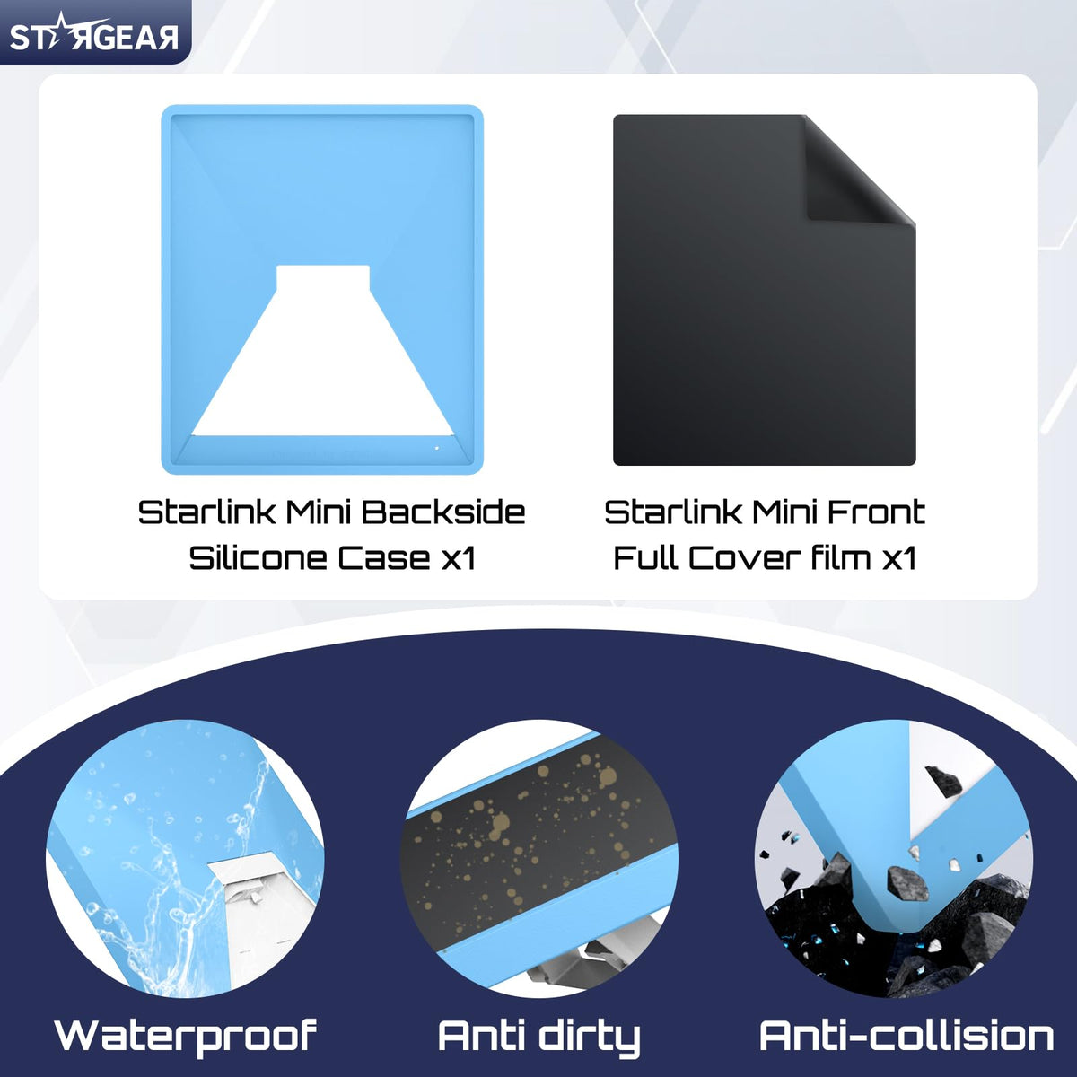 STARGEAR water droplets on case highlighting weather resistance benefit