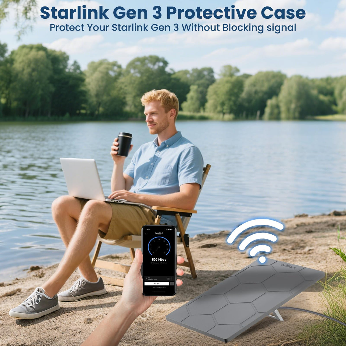 STARGEAR Starlink Gen 3 case installation step shows tool-free fit in seconds