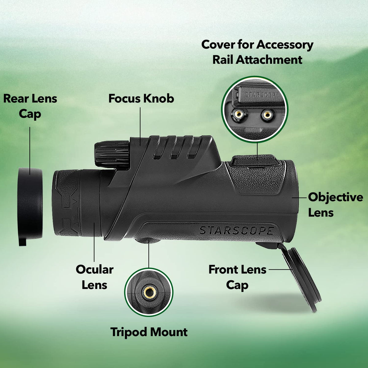 Starscope BAK4 prism provides bright, clear images in varied light.