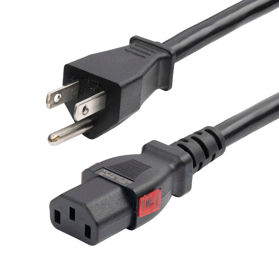 StarTech 12ft heavy-duty power cord with locking C13 for reliable workstation power connections.