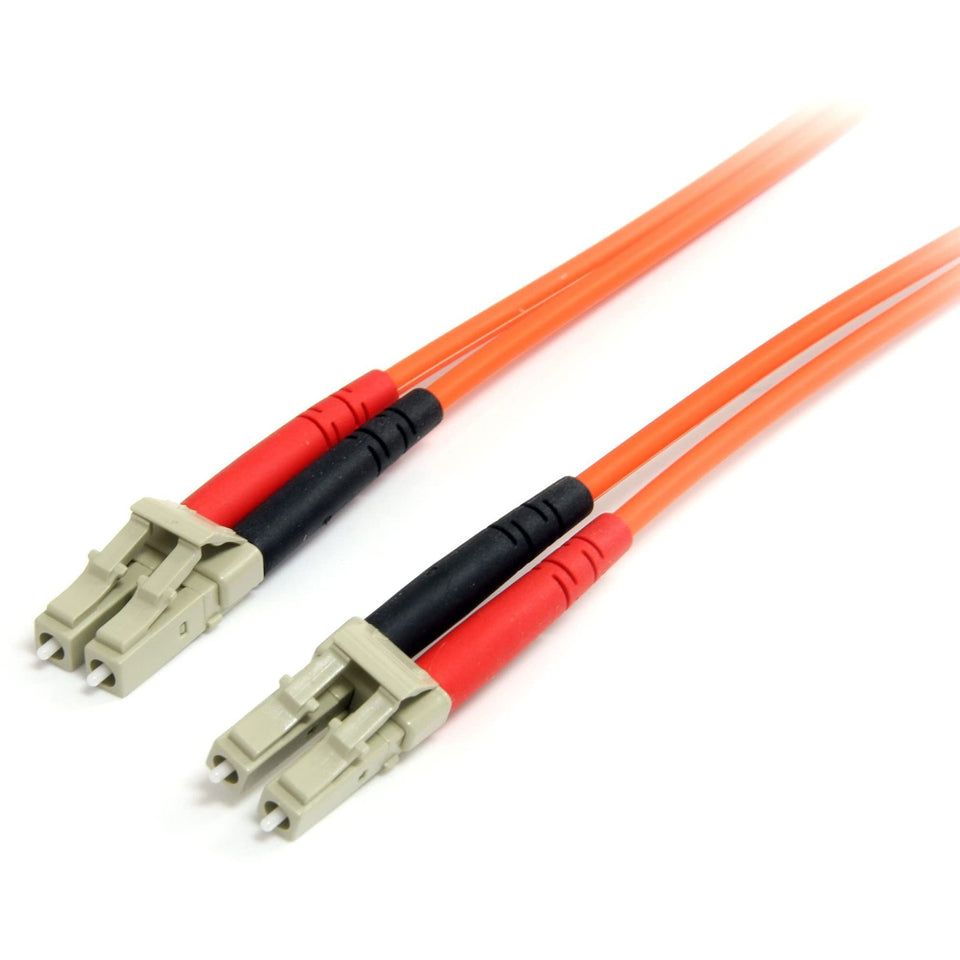 StarTech.com 1m LC-LC fiber patch cable with orange LSZH jacket for safe high-speed linking.