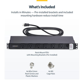 StarTech.com 8 ft power cord provides flexible reach for diverse rack configurations.