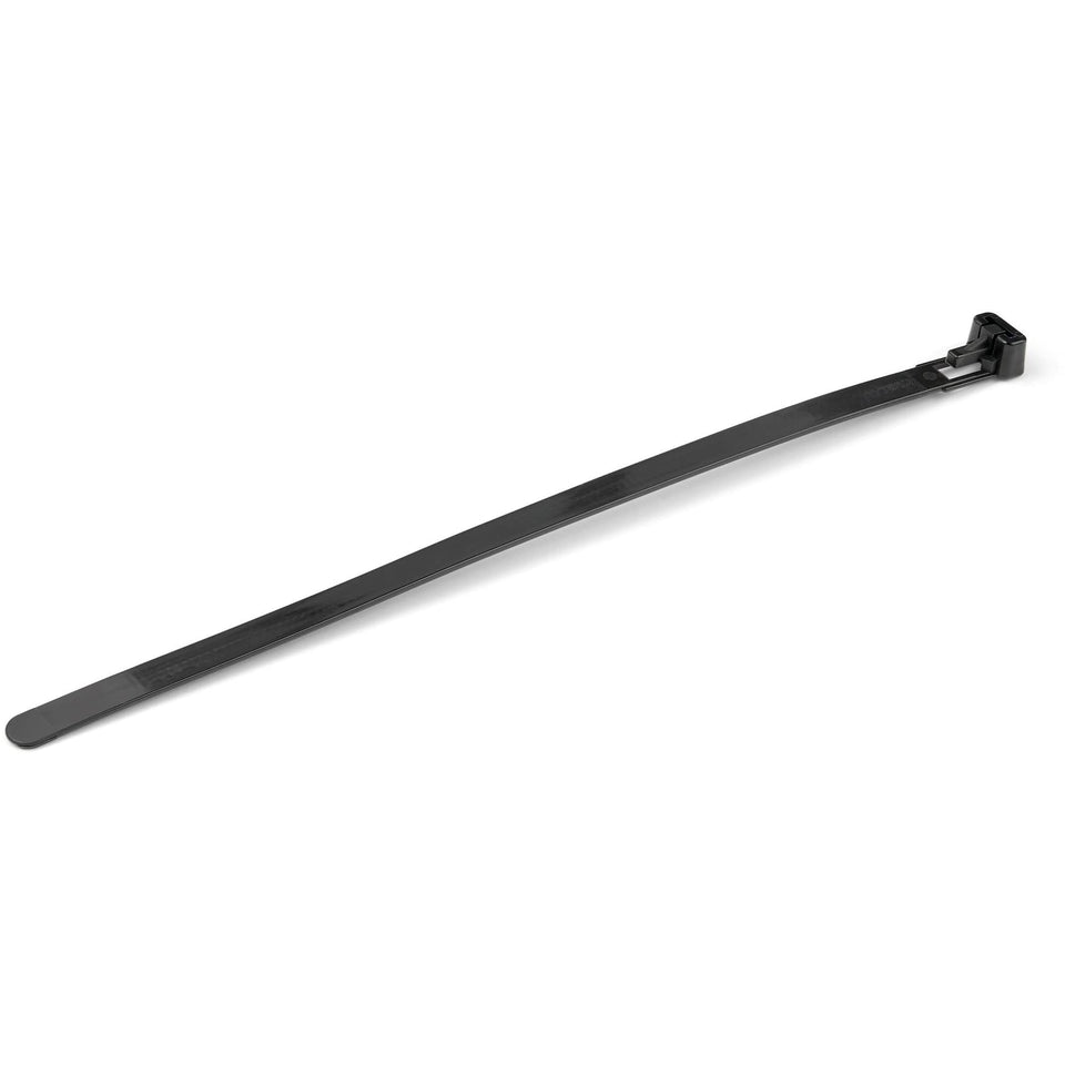 StarTech.com 8-inch reusable cable tie securing a 50 mm bundle with tool-free release.